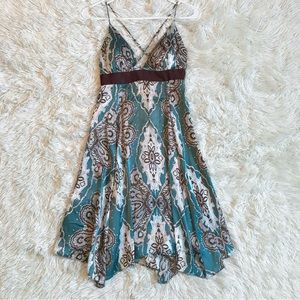 Single Dress 100% Silk Paisley Asymmetrical Dress Size petit